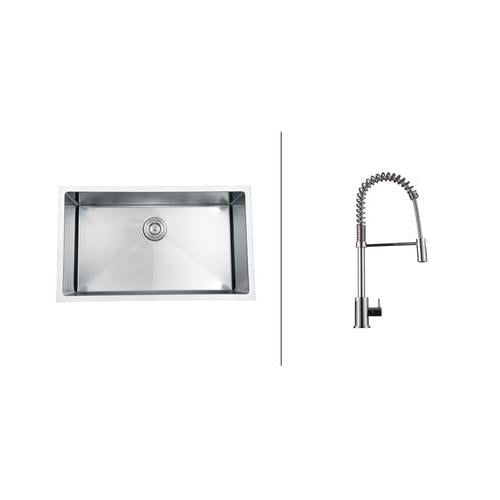Ruvati RVC1521 Stainless Steel Kitchen Sink and Chrome Faucet Set 